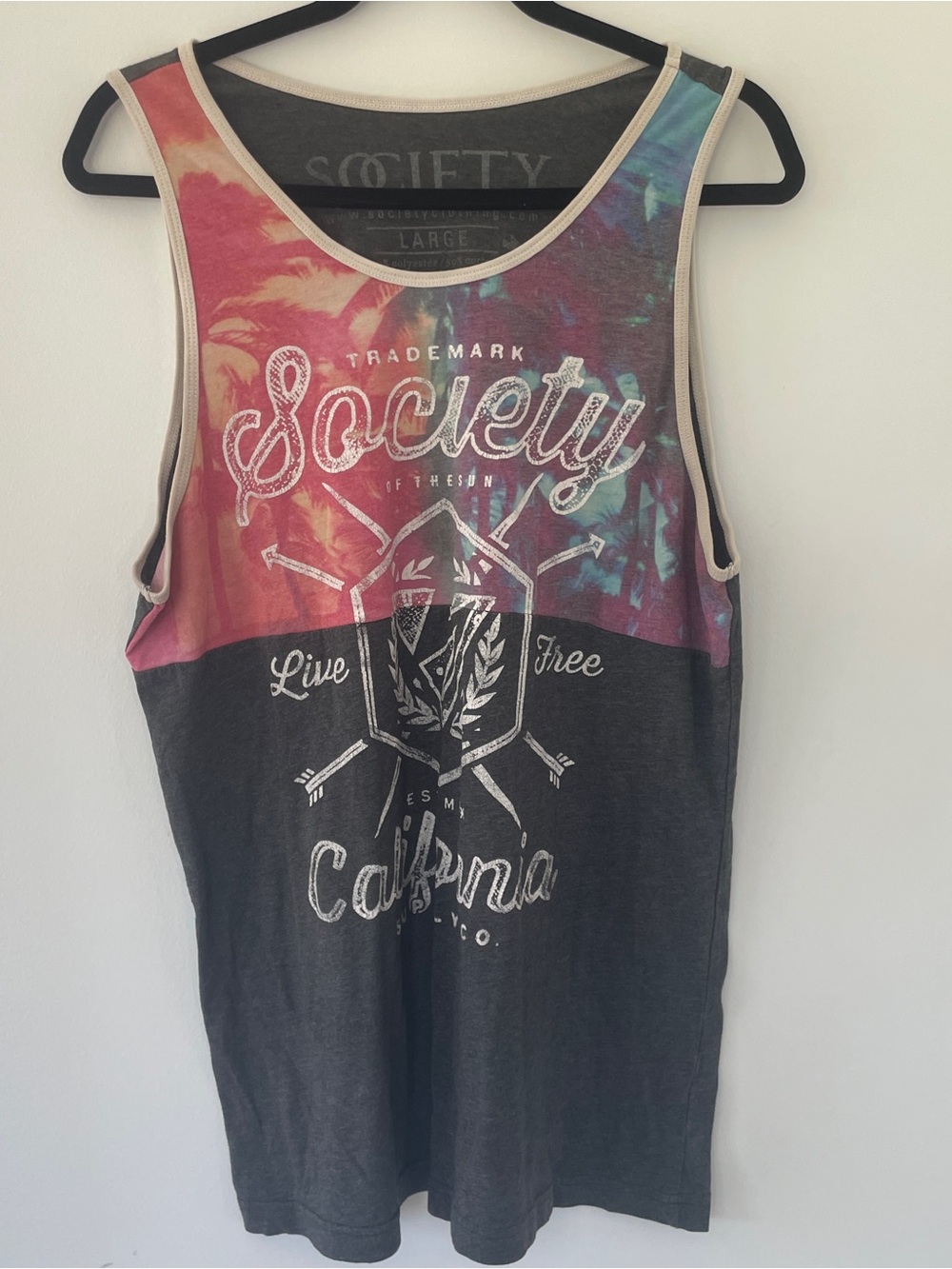 Society California Multicolor Palm-Print Tank Top - Charcoal